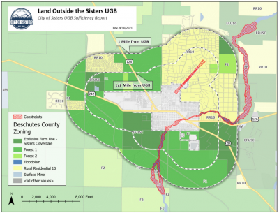 Urban Growth Boundary Analysis - land outside of the Sisters UGB